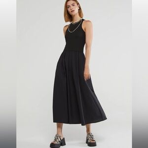 Ottod'Ame Poplin Midi Dress With Poodle Skirt, Black